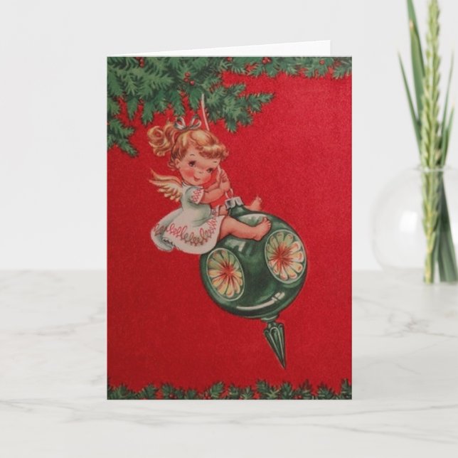 Retro Angel Christmas Greeting Card (Front)
