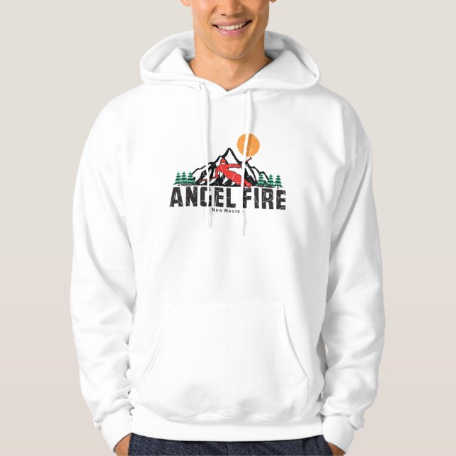 Retro Angel Fire Mountain Ski Sunset Hoodie (Front)