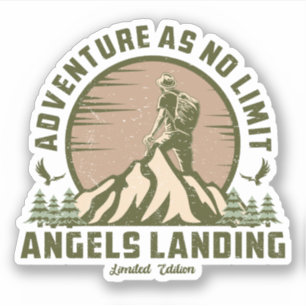 Retro Angels Landing Hike Sunset T-Shirt Sticker