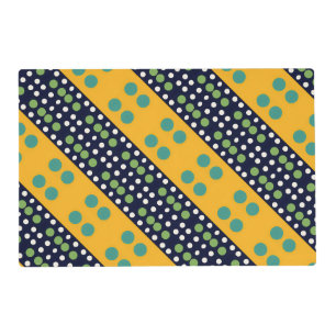 Retro Angled Dots yellow and black Placemat