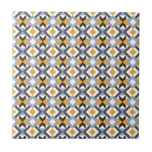 Retro Angles Abstract Geometric Pattern Ceramic Tile