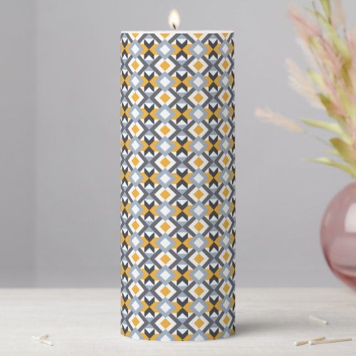 Retro Angles Abstract Geometric Pattern Pillar Candle