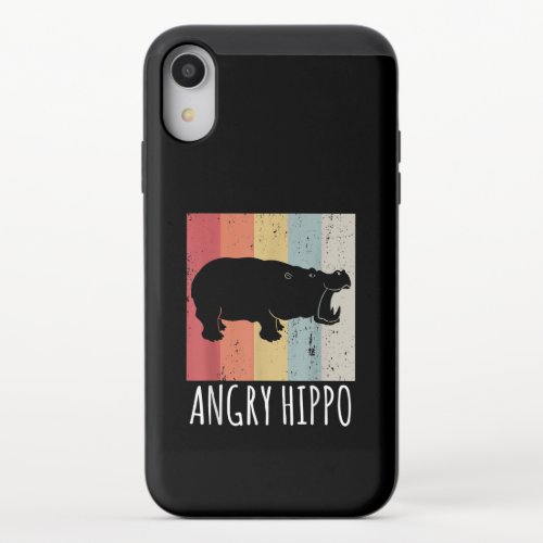 Retro Angry Hippo _ Vintage Hippopotamus iPhone XR Slider Case