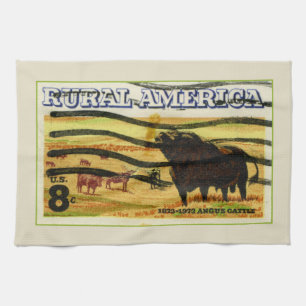 Retro Angus Cattle Kitchen Towel