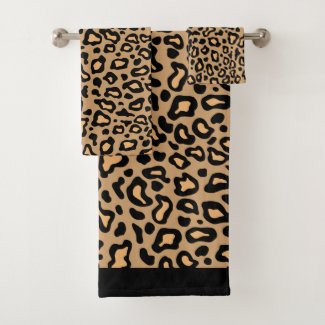 Retro Animal Print Leopard Bathroom Towels 