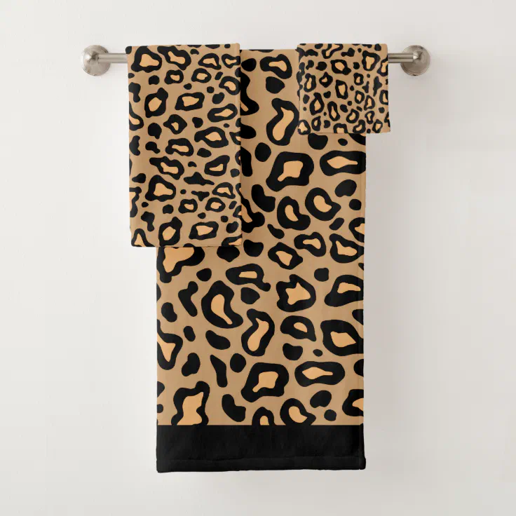 Retro Animal Print Leopard Bathroom Towels | Zazzle