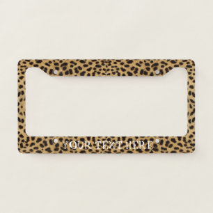 Retro Animal Print License Plate Frame with Text