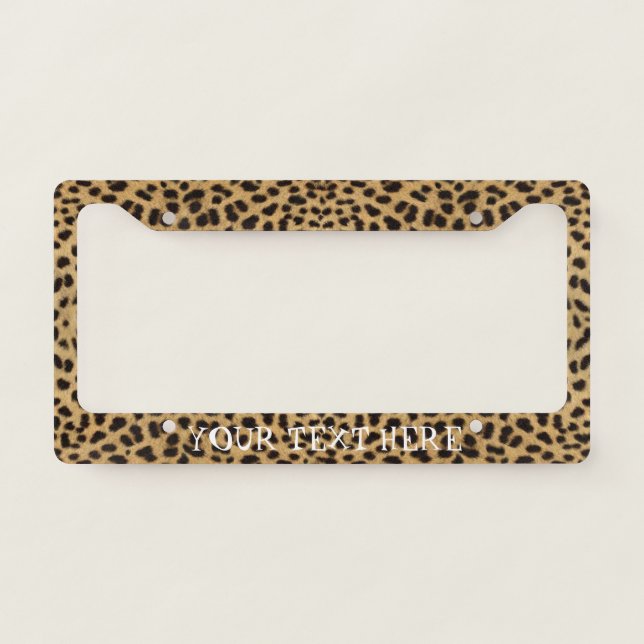 Retro Animal Print License Plate Frame with Text (Front)