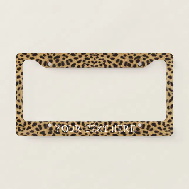 Retro Animal Print License Plate Frame with Text Zazzle