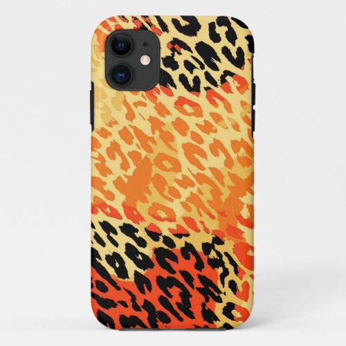 Retro animal print skin of leopard black orange iPhone 11 case