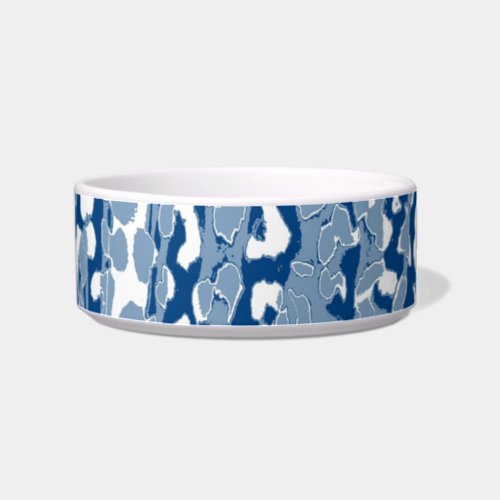 Retro animal print texture of leopard blue white bowl