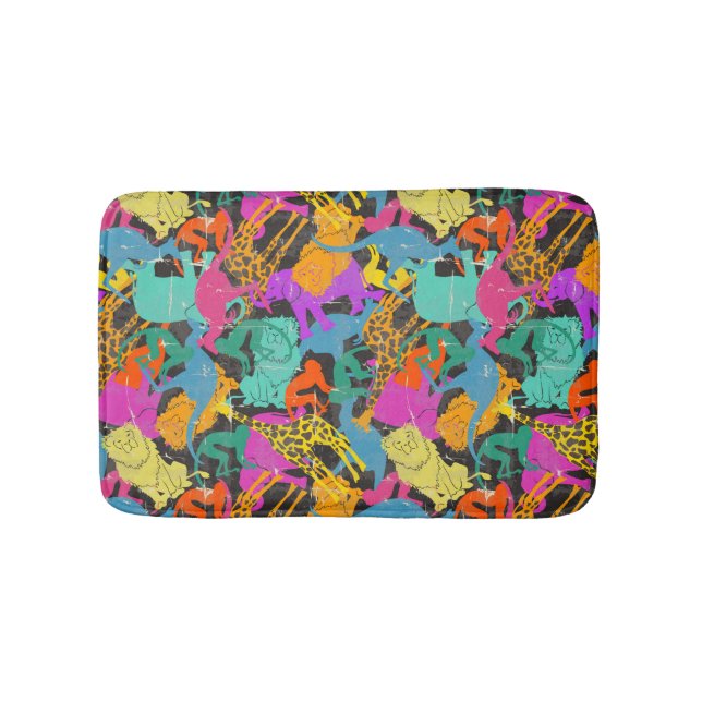 Retro Animal Silhouettes Pattern Bathroom Mat (Front)