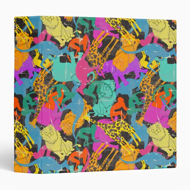Retro Animal Silhouettes Pattern Binder (Front/Spine)