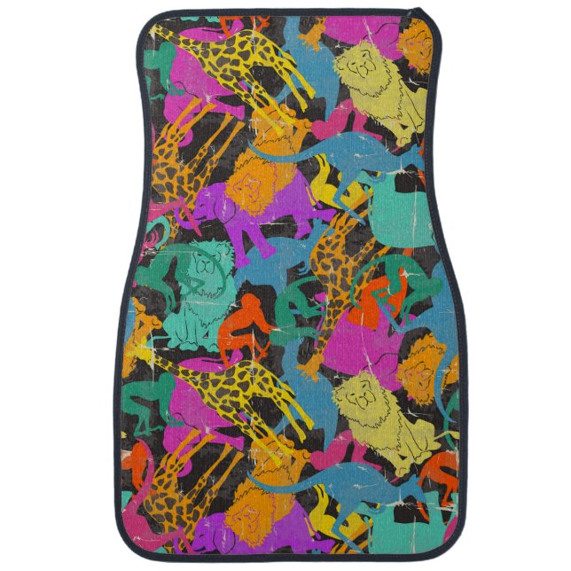 Retro Animal Silhouettes Pattern Car Mat (Front)