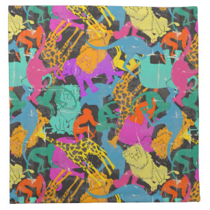 Retro Animal Silhouettes Pattern Cloth Napkin
