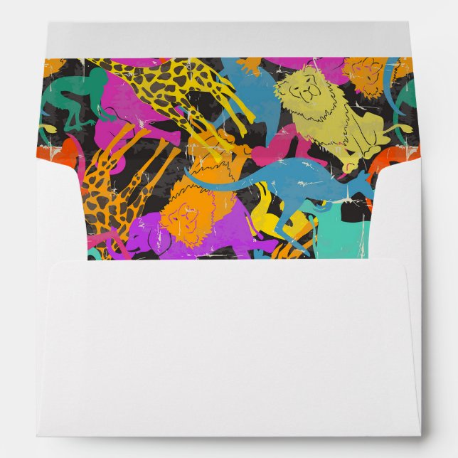 Retro Animal Silhouettes Pattern Envelope (Back (Bottom))