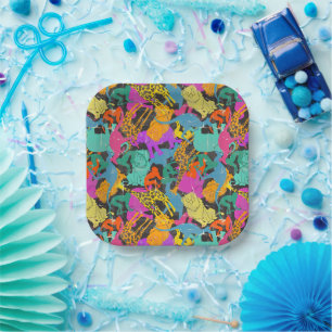 Retro Animal Silhouettes Pattern Paper Plates