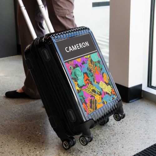 Retro Animal Silhouettes Pattern  Personalize Luggage