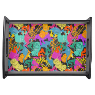 Retro Animal Silhouettes Pattern Serving Tray