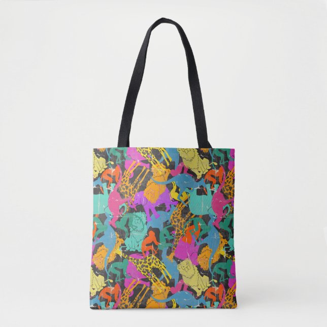 Retro Animal Silhouettes Pattern Tote Bag (Front)