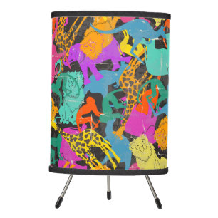 Retro Animal Silhouettes Pattern Tripod Lamp