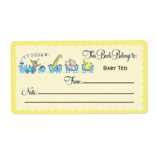 Retro Animal Train Bookplate