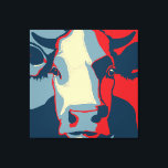 Retro Animal Wall Pop Art Cow Portrait Canvas Print<br><div class="desc">This poppy retro pop-art inspired art piece has our classic cow headshot in red white and blue. It's vegan to the core and a shout out to our bovine buddies. This hand drawn design by Armagarden uses modern colors to pop off any color clothing you throw it on! Visit our...</div>