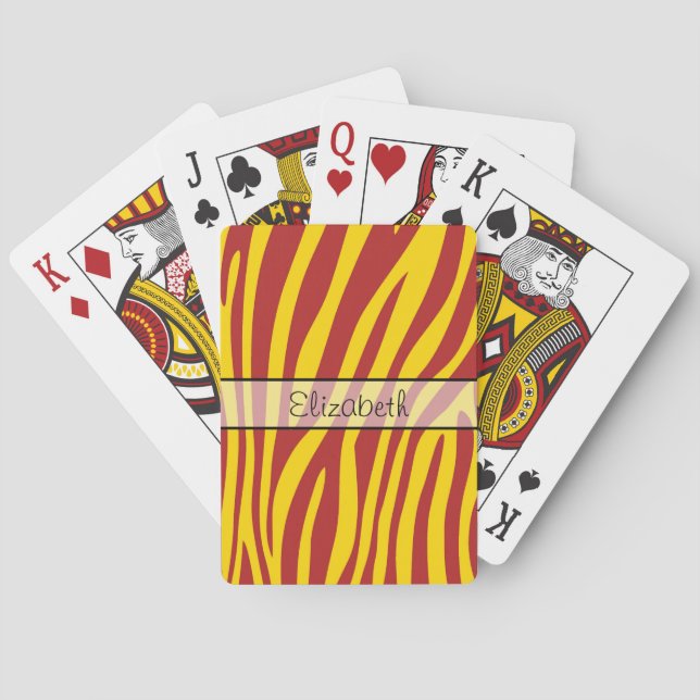 Retro animal zebra print 5 poker cards (Back)