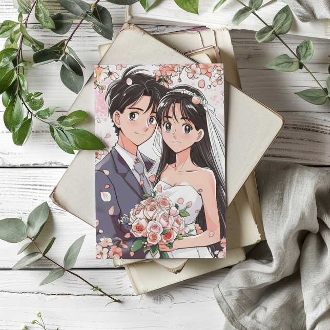 Retro Anime Couple Wedding Invitation (Creator Uploaded)