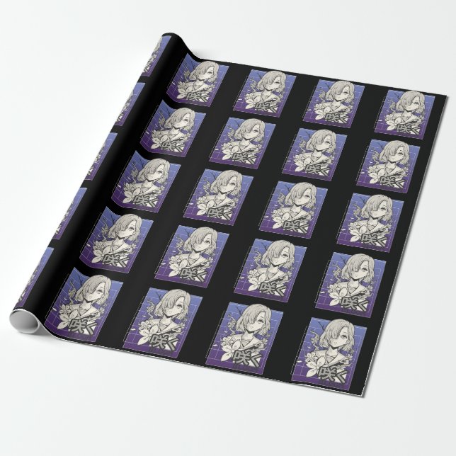 Retro Anime Girl Otaku Manga Comic Teen Japanese Wrapping Paper (Unrolled)