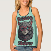 Retro Anime Gray Cat Logo with Glasses