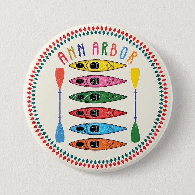 Retro Ann Arbor Kayaking Button (Front)