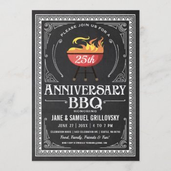 Retro Anniversary Bbq Invitations Chalkboard by Anything_Goes at Zazzle