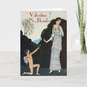 RETRO ANTI VALENTINE'S DAY RED WAX SEAL MONOGRAM HOLIDAY CARD