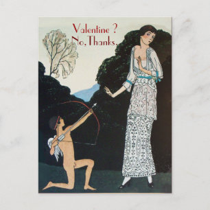 RETRO ANTI VALENTINE'S DAY RED WAX SEAL MONOGRAM HOLIDAY POSTCARD