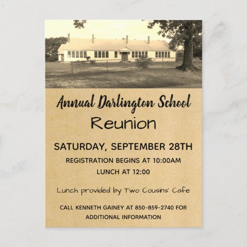 Retro Antique Class School Family Reunion Party Invitation Postcard