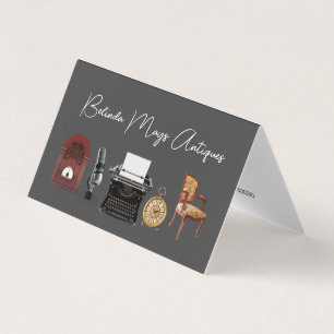 Retro Antiques Dealer Business Card Tent Style