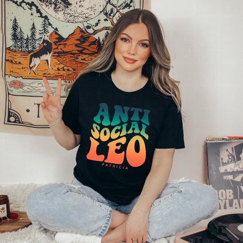 Retro Antisocial Leo Astrology Custom Birthday T_Shirt