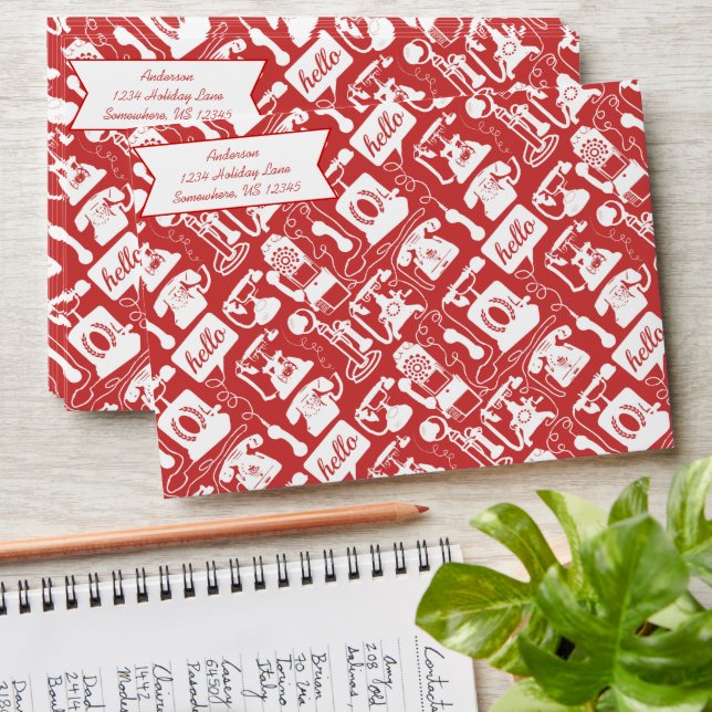 Retro  Any Color Telephone Pattern Envelope (Stacked)