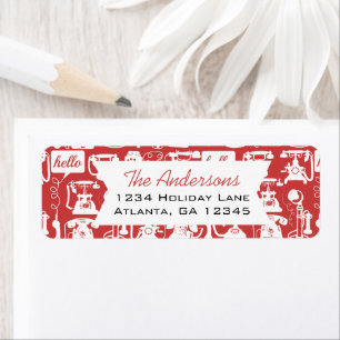 Retro Any Color Telephone Pattern Label