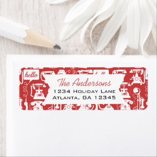 Retro Any Color Telephone Pattern Label