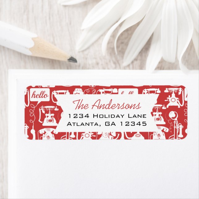 Retro  Any Color Telephone Pattern Label (Insitu)