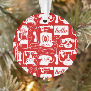 Retro Any Color Telephone Pattern Ornament