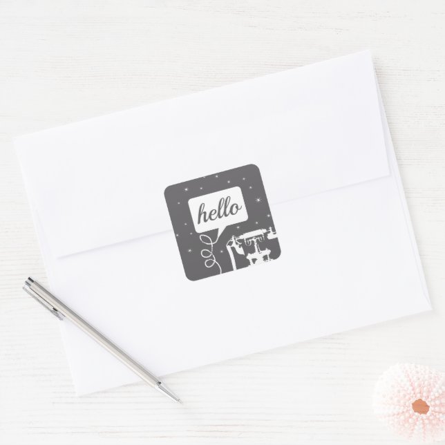 Retro  Any Color Telephone Pattern Square Sticker (Envelope)