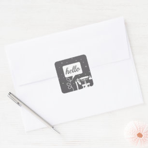 Retro Any Color Telephone Pattern Square Sticker