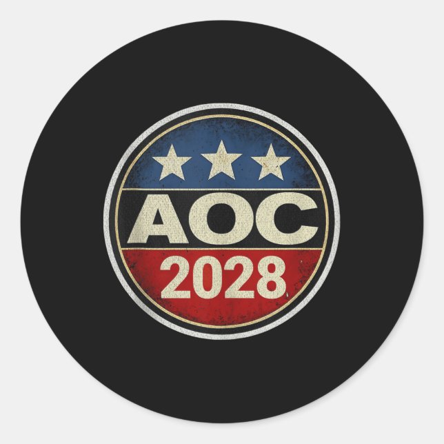 Retro Aoc 2028 Fight Oligarchy Protest Resist Bern Classic Round Sticker (Front)