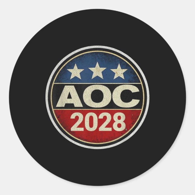 Retro Aoc 2028 Fight Oligarchy Protest Resist Bern Classic Round Sticker (Front)