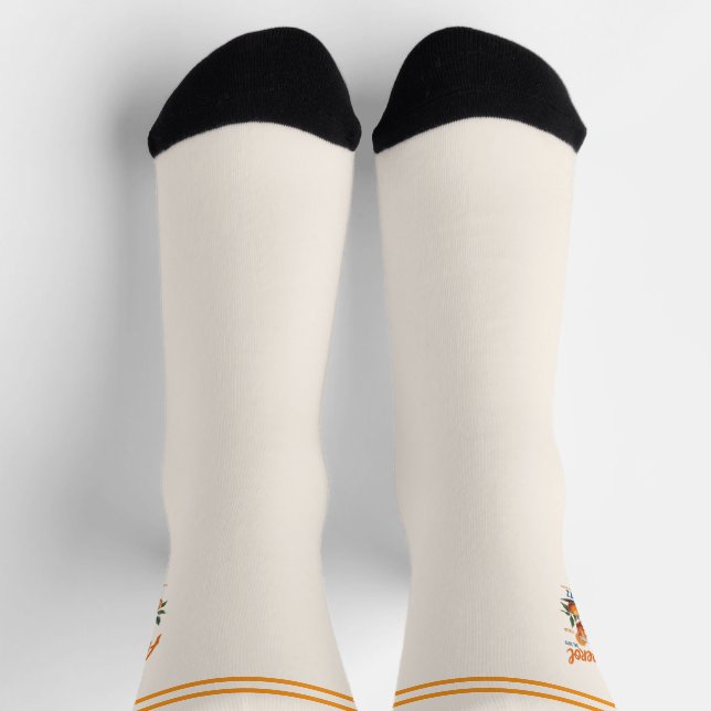 Retro Aperol Spritz Fun Cocktail Lover Gift Orange Socks (Top)