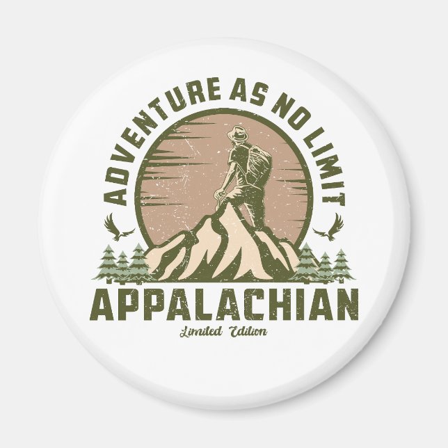 Retro Appalachian Mountains Hike Sunset T-Shirt Magnet (Front)