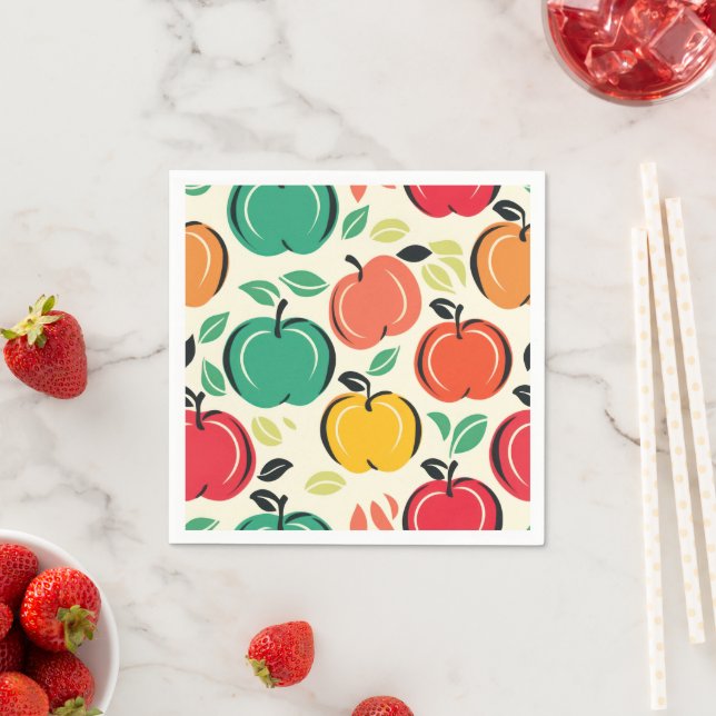 Retro Apple Orchard Harvest Party Napkins (Insitu)